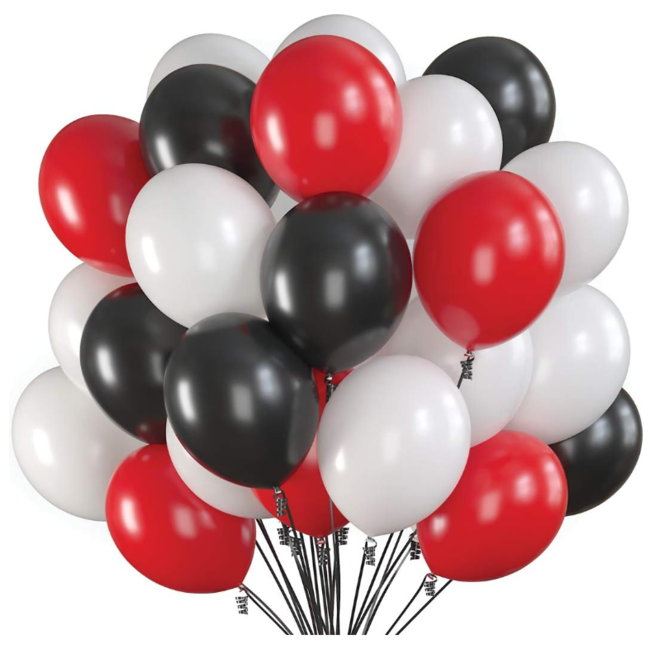 Casino ballonnen rood - zwart - wit