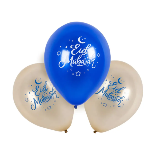 Eid mubarak ballonnen blauw zand