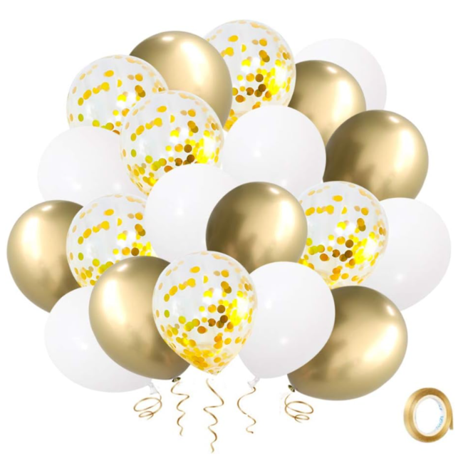 Ballonnen mix goud - wit confetti