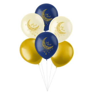 Eid Mubarak ballonnen blauw- goud