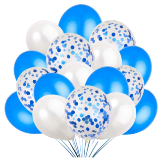Ballonnen mix blauw - confetti