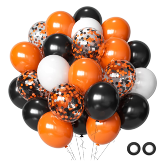 Ballonnen mix oranje - zwart - confetti