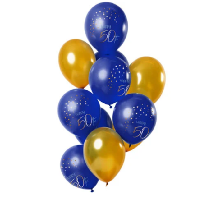 50 jaar ballonnen blauw - goud