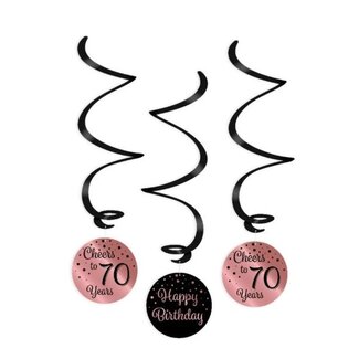 70 jaar slingers roze zwart