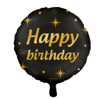 Happy birthday folie ballon goud - zwart