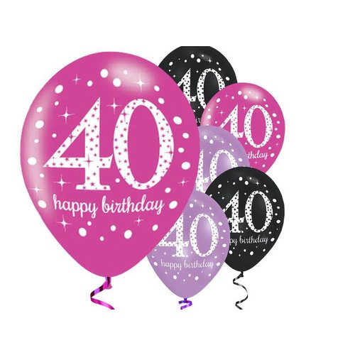 40 jaar ballonnen roze - zwart 40 jaar ballonnen roze - zwart