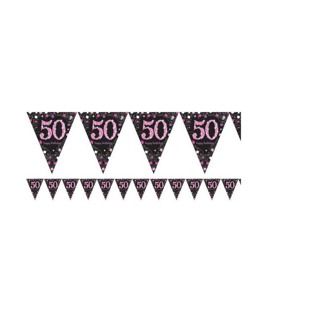 50 jaar vlaggetjes roze