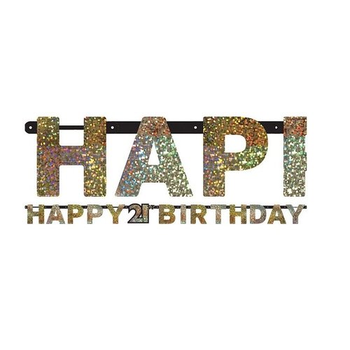 21 jaar happy birthday slinger zwart/goud 21 jaar happy birthday slinger zwart/goud