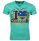Mascherano T-shirt I Love Curacao - Green