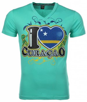 Mascherano T-shirt I Love Curacao - Green