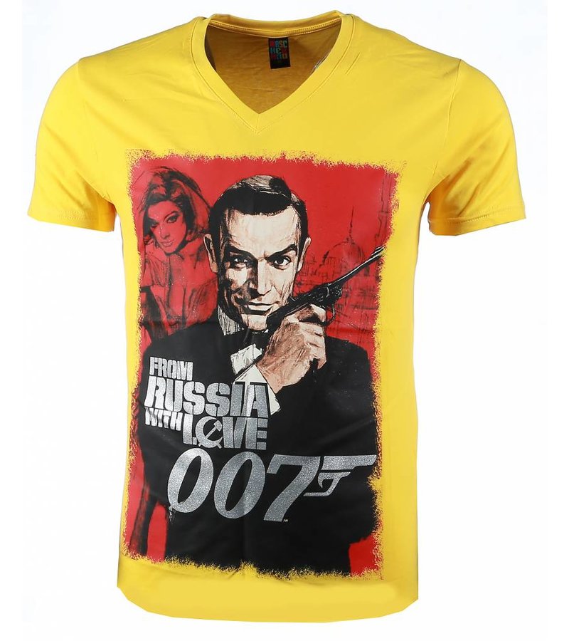 Mascherano T-shirt - James Bond From Russia 007 Print - Yellow
