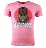 Mascherano T-shirt - A-team Mr.T Shut Up Fool Print - Pink