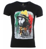 Mascherano T-shirt - Bob Marley Concrete Jungle Print - Black