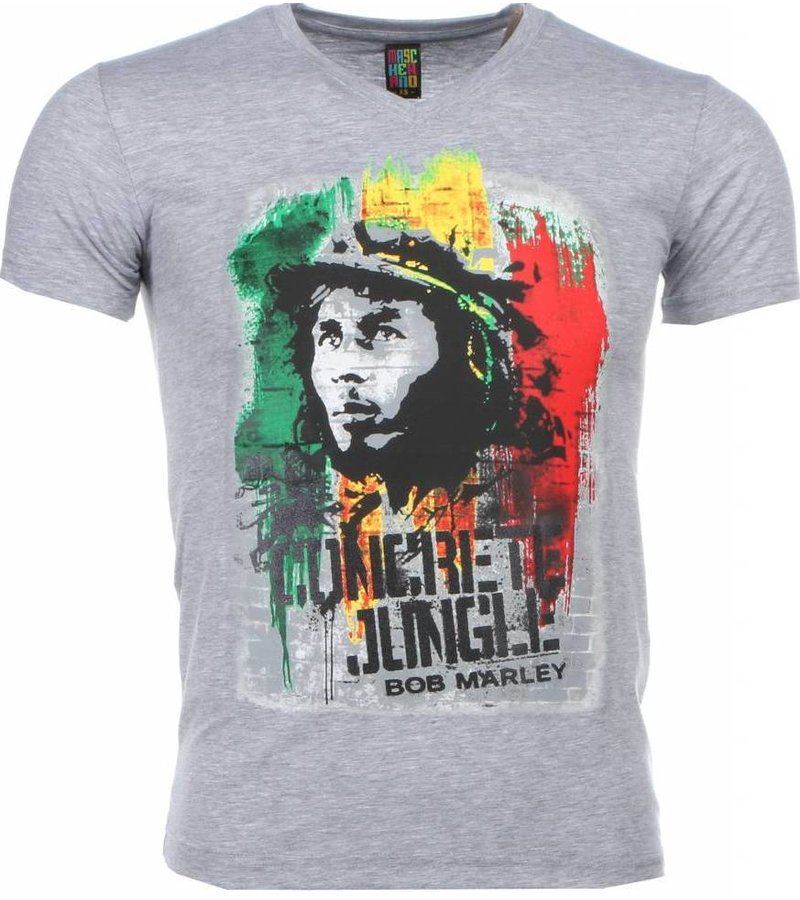 Mascherano T-shirt - Bob Marley Concrete Jungle Print - Grey