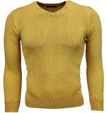 Bruno Leoni Casual Sweater - Exclusive Blank V-Neck - Yellow