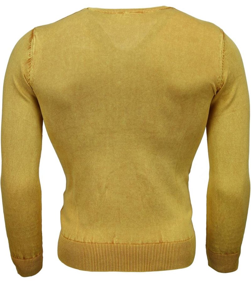 Bruno Leoni Casual Sweater - Exclusive Blank V-Neck - Yellow