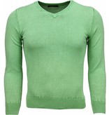 Bruno Leoni Casual Sweater - Exclusive Blank V-Neck - Green