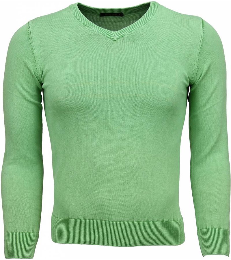 Bruno Leoni Casual Sweater - Exclusive Blank V-Neck - Green