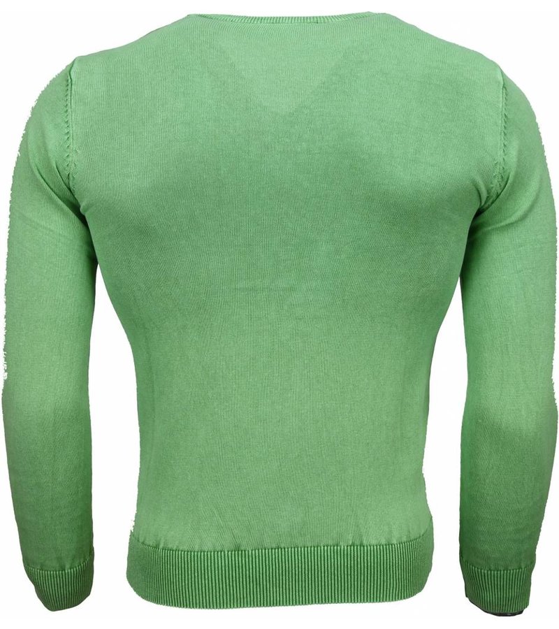 Bruno Leoni Casual Sweater - Exclusive Blank V-Neck - Green