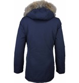 Beluomo Fur Collar Coat - Women's Winter Coat Wooly Long - Parka - Blue