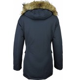 Beluomo Winter Coats - Women's Winter Jacket Wooly Long - Faux Fur - Parka Stitch Pockets - Blue