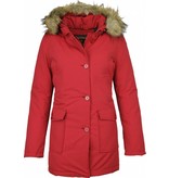 Beluomo Winter Coats - Women's Winter Jacket Wooly Long - Faux Fur - Parka Stitch Pockets - Red