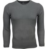 Zone Casual Sweater - Exclusive Blank V-Neck - Anthracite