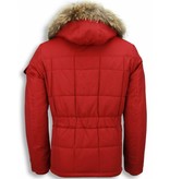 Beluomo Fur Collar Coat - Men Winter Coat Long - Parka - Red