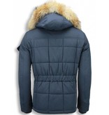 Beluomo Fur Collar Coat - Men Winter Coat Long - Parka - Blue