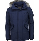 Beluomo Fur Collar Coat - Men Winter Coat Long - Parka - Blue