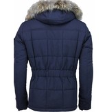 Beluomo Fur Collar Coat - Men Winter Coat Long - Parka - Blue