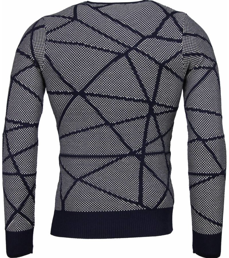 TMK Casual Sweater - Trendy Wool Sweater Men - Grey / Blue