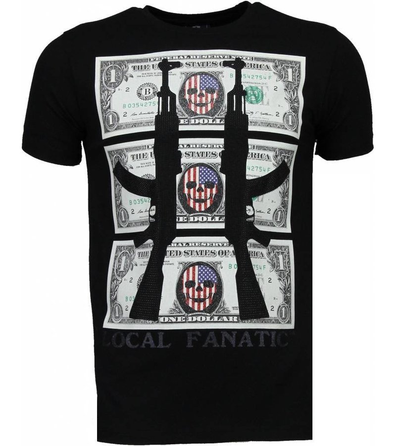 Local Fanatic AK-47 Dollar - Rhinestone T-shirt - Black