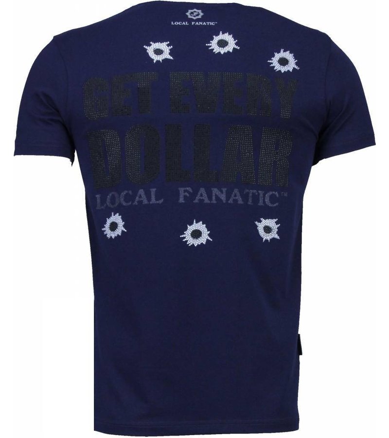 Local Fanatic AK-47 Dollar - Rhinestone T-shirt - Navy