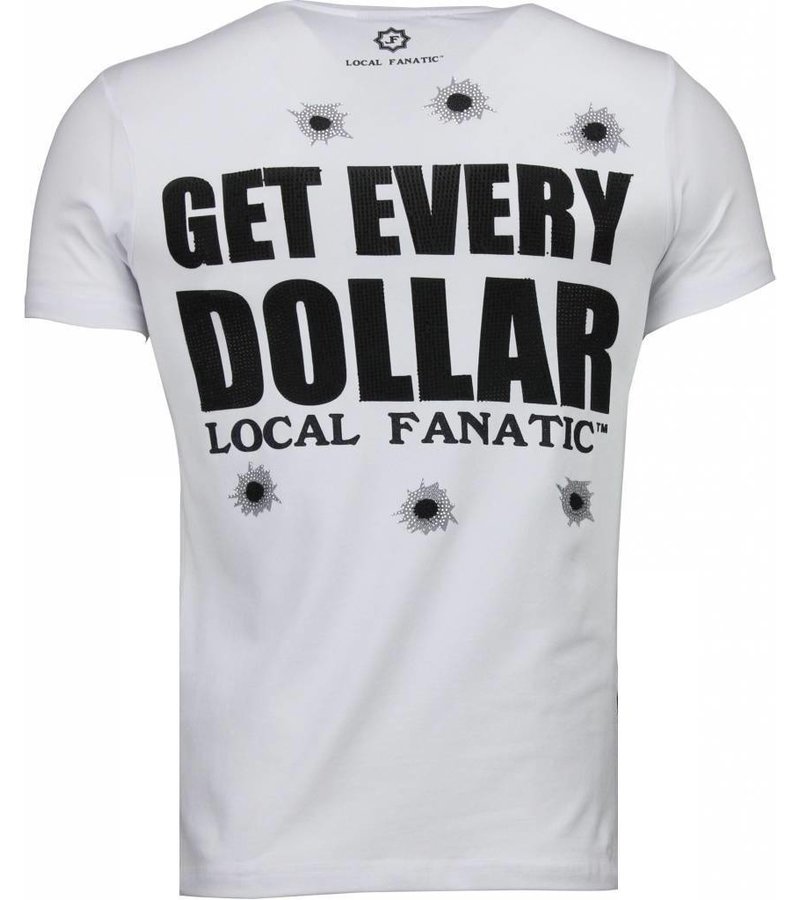 Local Fanatic AK-47 Dollar - Rhinestone T-shirt - White