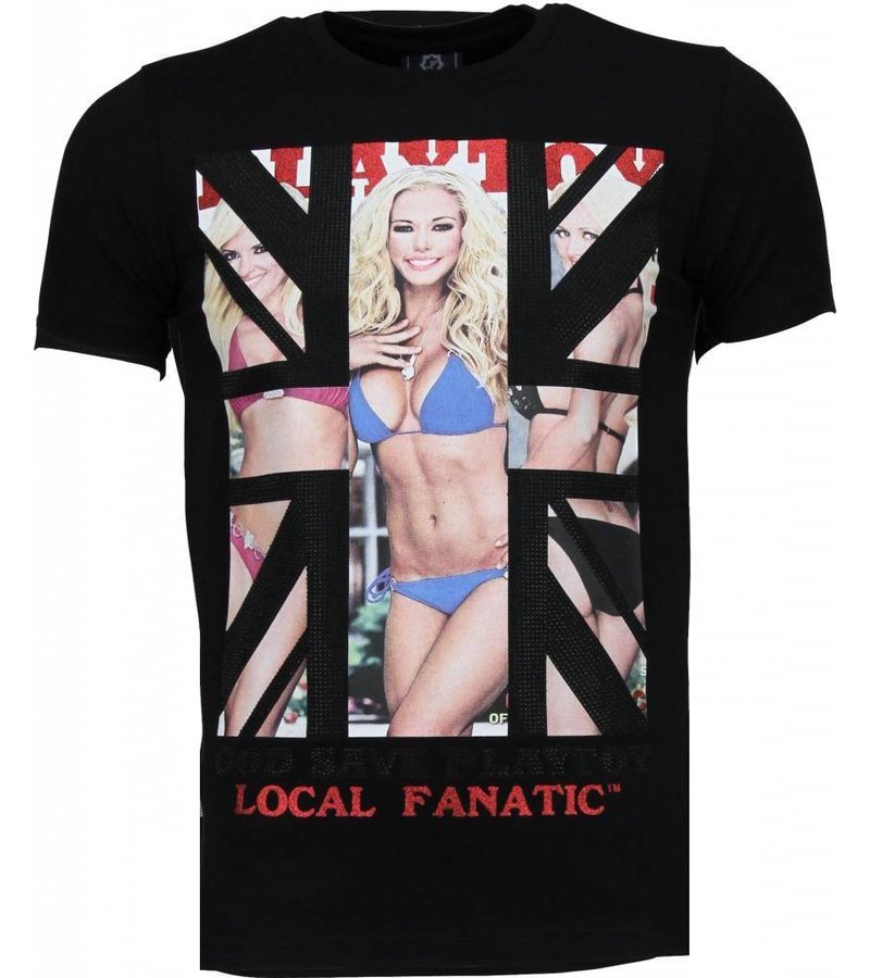 Local Fanatic God Save Playtoy - Rhinestone T-shirt - Black