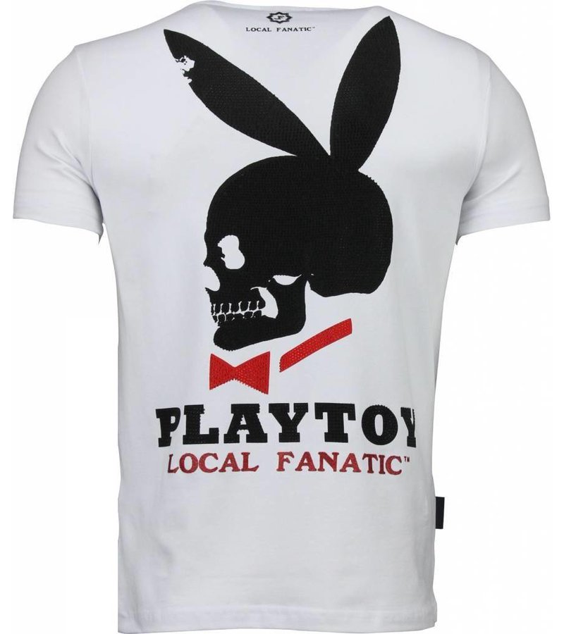 Local Fanatic God Save Playtoy - Rhinestone T-shirt - White