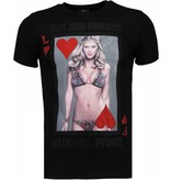 Local Fanatic Hot & Famous Poker - Bar Refaeli Rhinestone T-shirt - Black