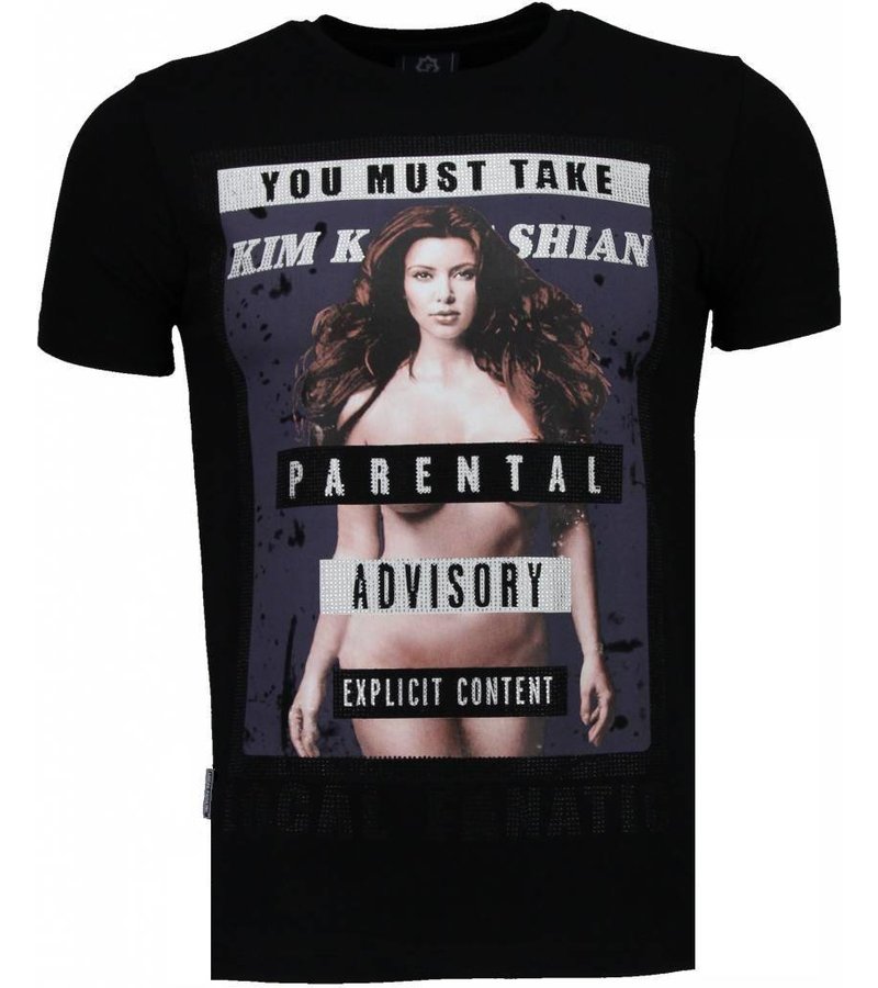 Local Fanatic Kim Kardashian - Rhinestone T-shirt - Black