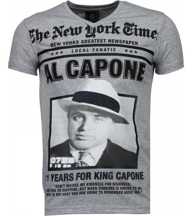 Local Fanatic Al Capone - Rhinestone T-shirt - Grey