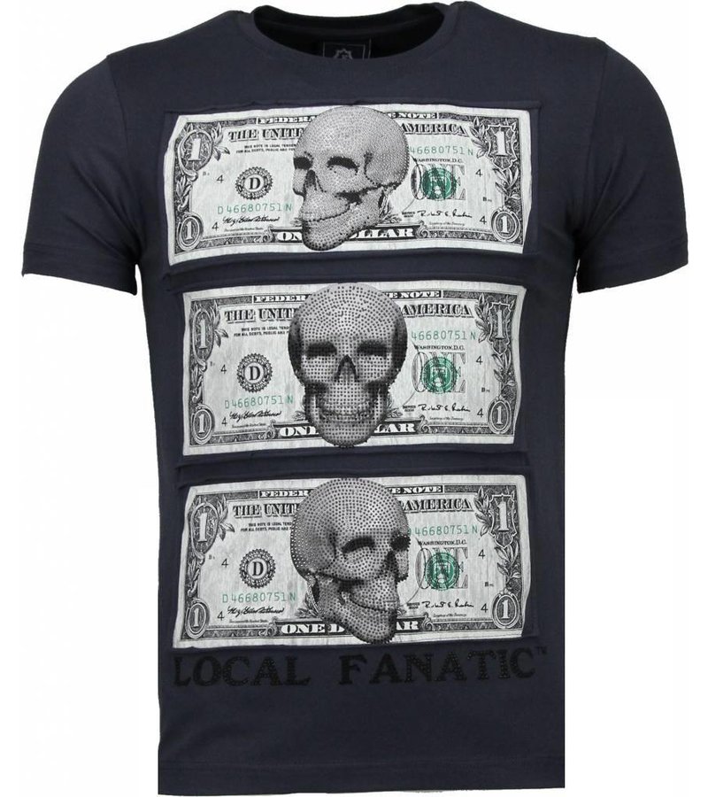 Local Fanatic Better Have My Money - Rhinestone T-shirt - Dark Grey