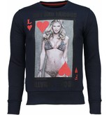 Local Fanatic Hot & Famous Poker - Bar Refaeli - Rhinestone Sweater - Navy