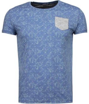 Black Number Browse Motif Summer - T-Shirt - Blue