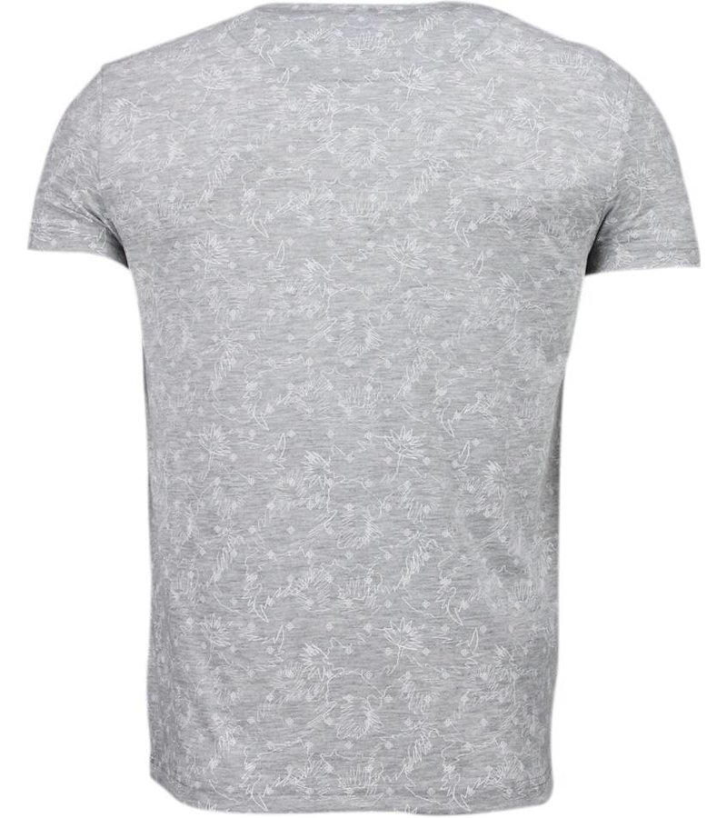 Black Number Browse Motif Summer - T-Shirt - Grey