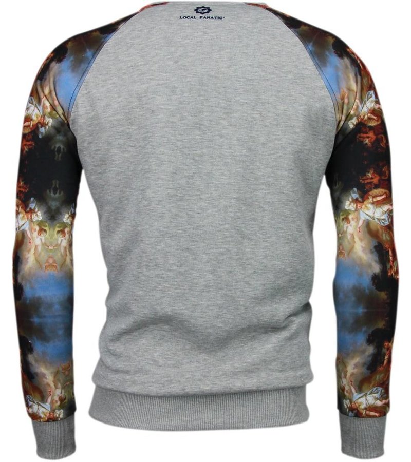 Local Fanatic Roses Skull Arm Motive - Sweater - Grey