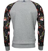 Local Fanatic Roses Skull Arm Motive - Sweater - Grey