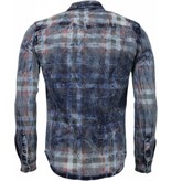 Enos Denim Shirts - Slim Fit Long Sleeve Shirt - Color Print - Blue