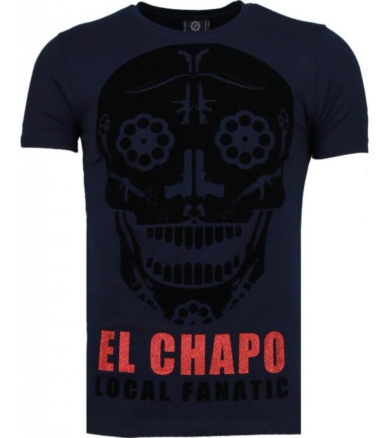 Local Fanatic El Chapo - Flockprint T-shirt - Navy