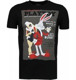 Local Fanatic Playtoy Bunny - Rhinestone T-shirt - Black