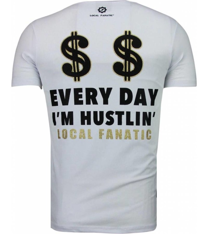 Local Fanatic Hustler - Rhinestone T-shirt - White